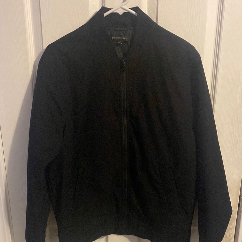 Banana Republic Black Bomber Jacket with Ribbed Accents